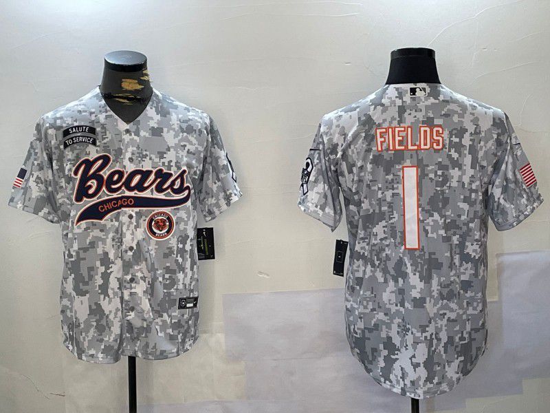 Men Chicago Bears #1 Fields Nike Arctic Camo 2024 Salute to Service Limited NFL Jersey style 3->chicago bears->NFL Jersey